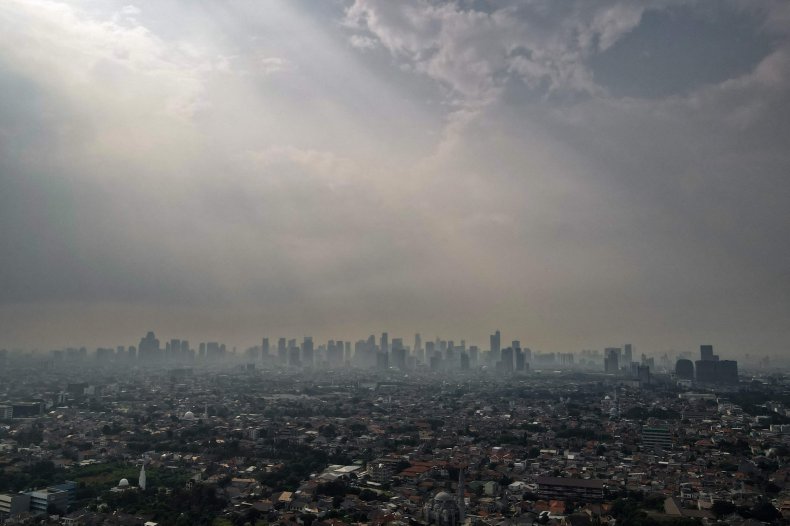 Smog hovers over Jakarta, Indonesia. 