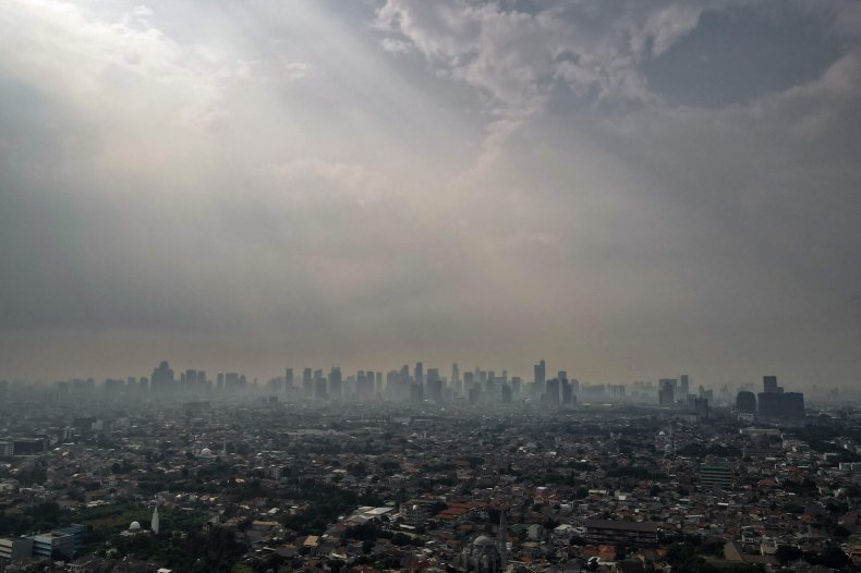 Smog hovers over Jakarta, Indonesia.