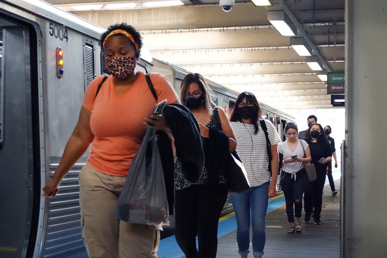 Commuters Wear Face Masks in Chicago