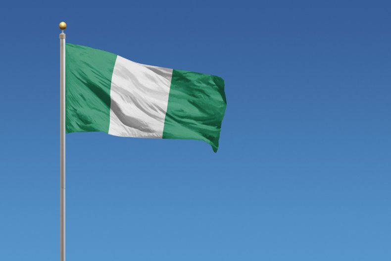 Nigerian flag blowing in wind