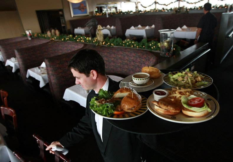 Waiter Serving Food