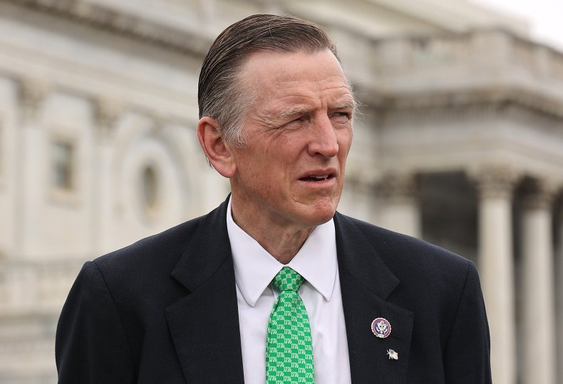 Paul Gosar stands outside the US Capitol.