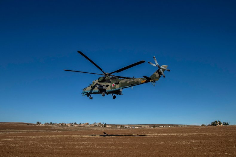 Russian military Mil Mi-24 "Hind" helicopter gunship