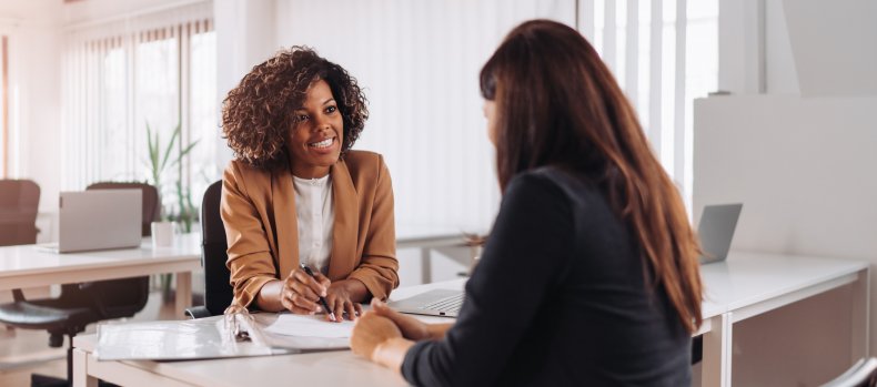 Actuary speaking to client