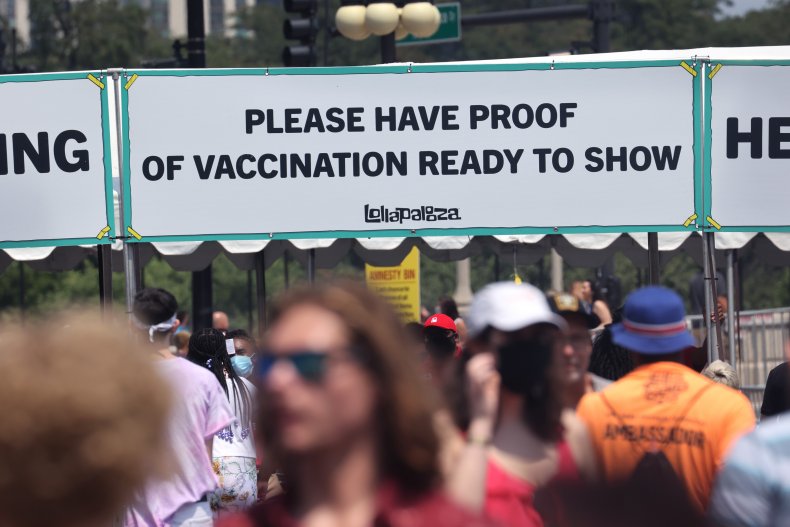 COVID vaccine proof sign in Chicago