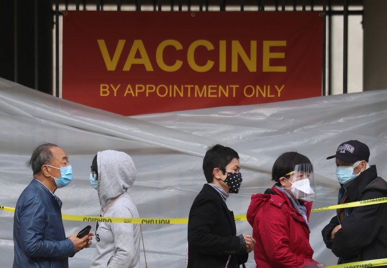 People line up for vaccines