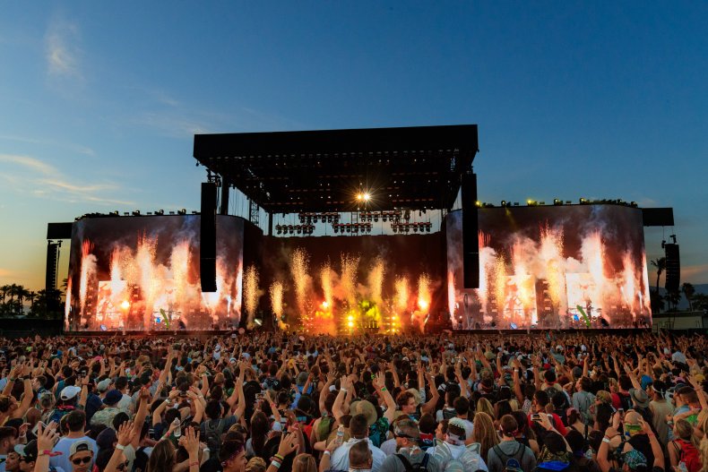 Coachella stage with bright lights