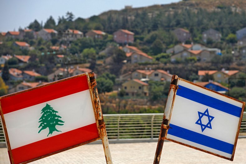 Lebanon, Israel, flags, border