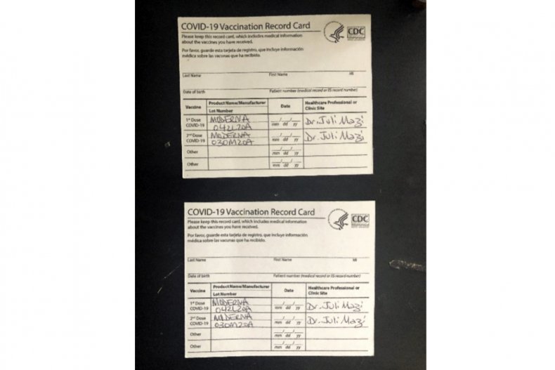 Two Fake COVID-19 Vaccine Cards