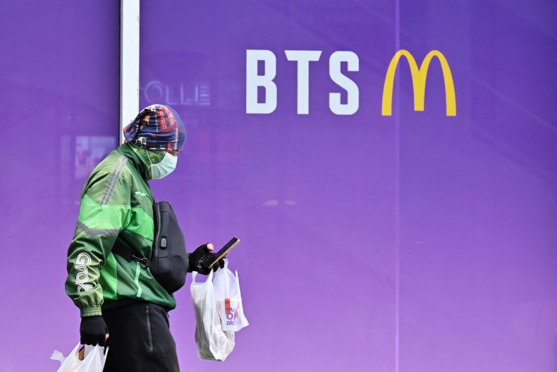 A BTS McDonald's meal sign in Thailand.