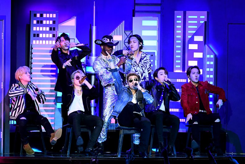 BTS at the 2020 Grammy Awards.