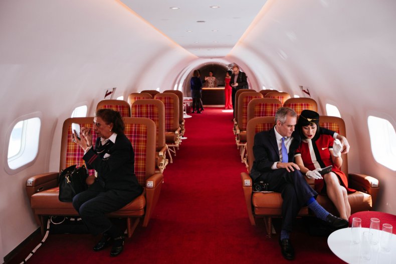 Visitors in the cabin of Connie