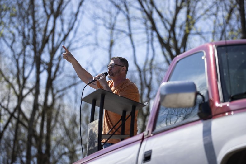 Pastor Greg Locke hold sermon in parkinglot