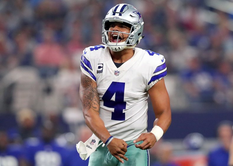 Dak Prescott playing for Dallas Cowboys