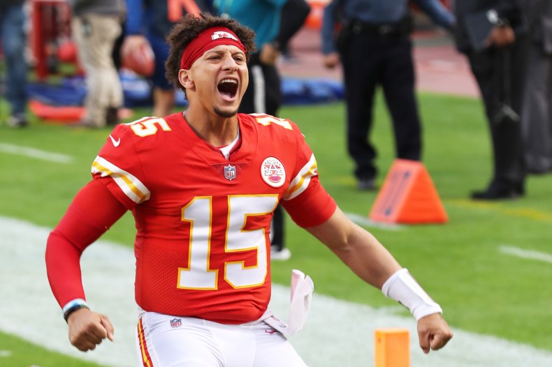 Patrick Mahomes playing for Kansas City Chiefs
