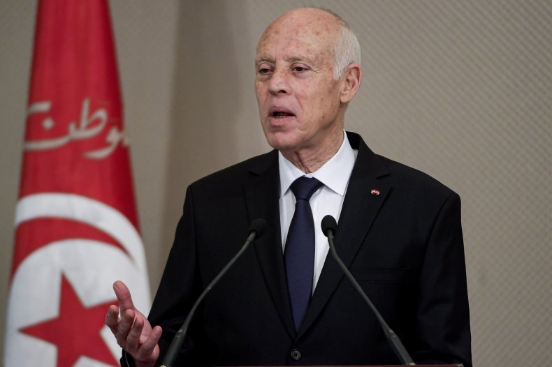 Tunisia's President Kais Saied speaks