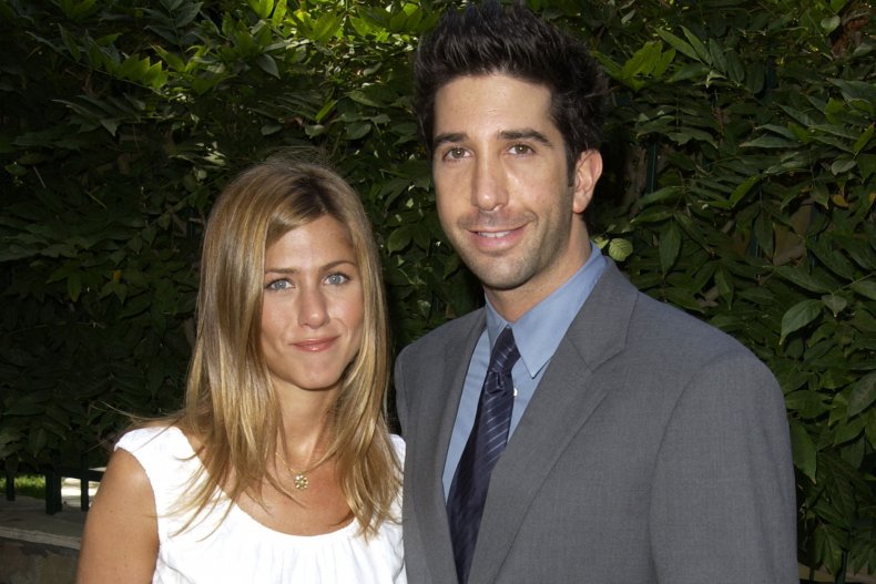 "Friends" stars Jennifer Aniston and David Schwimmer