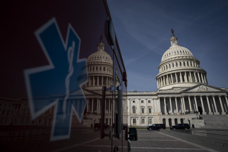 Ambulance parked outside the U.S. Capitol