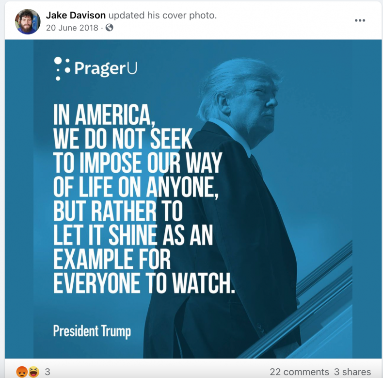 Jake Davison Facebook Trump quote