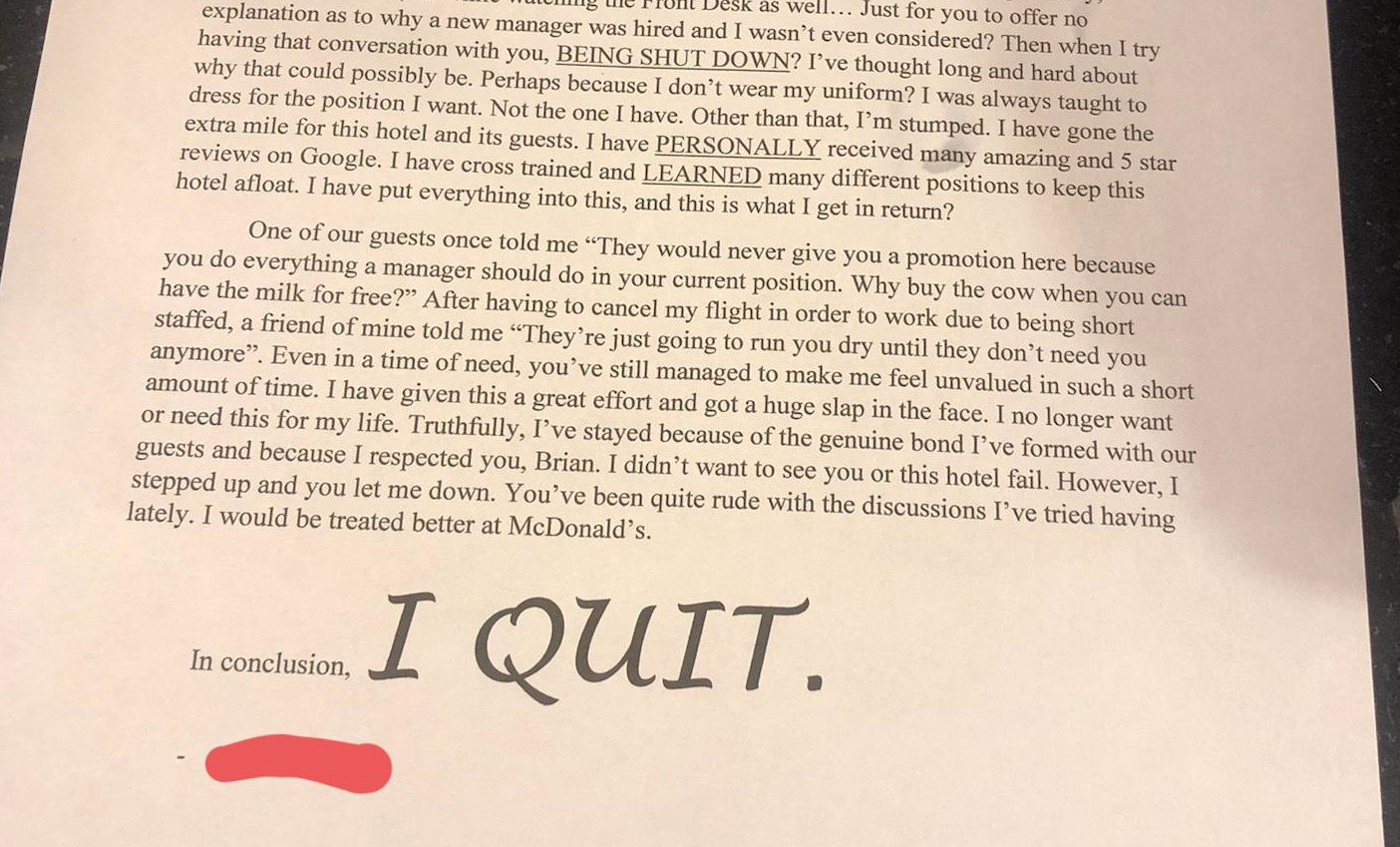 McDonald's Worker 'Rage-Quits' by Posting Sign Saying They Hate