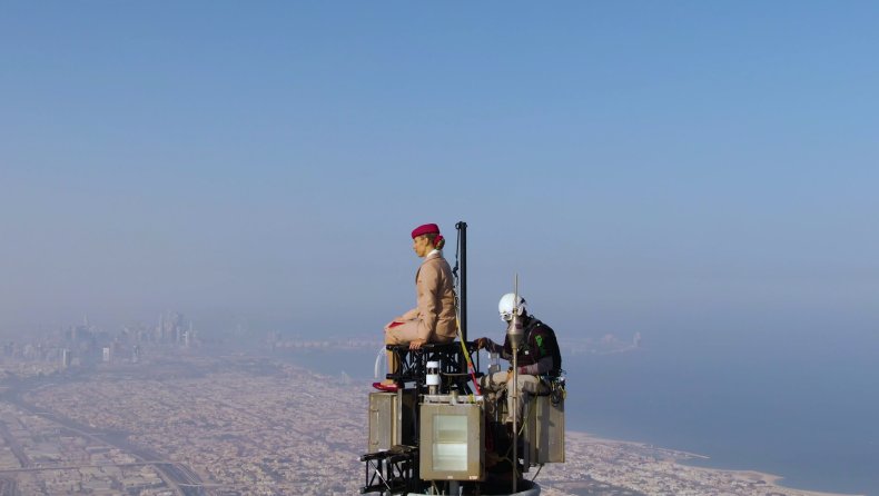 Emirates commercial atop the Burj Khalifa.