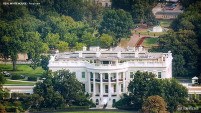 Aerial shot of The White House. 