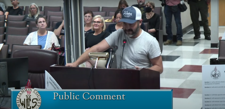 Screenshot from Williamson County School Board meeting.