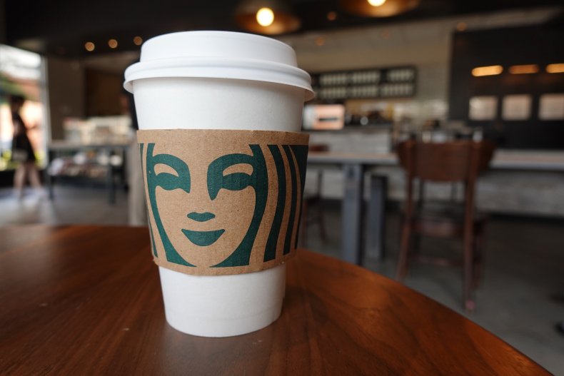 A Starbucks coffee cup.