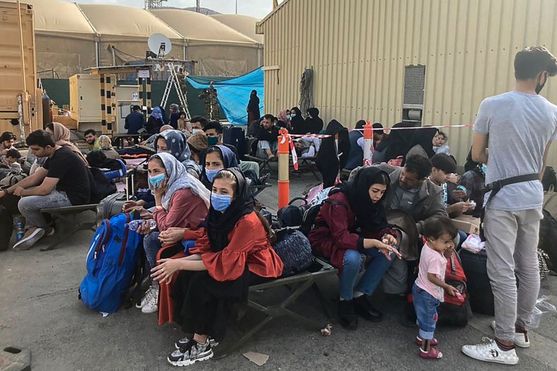Afghans Waiting at Kabul Airport