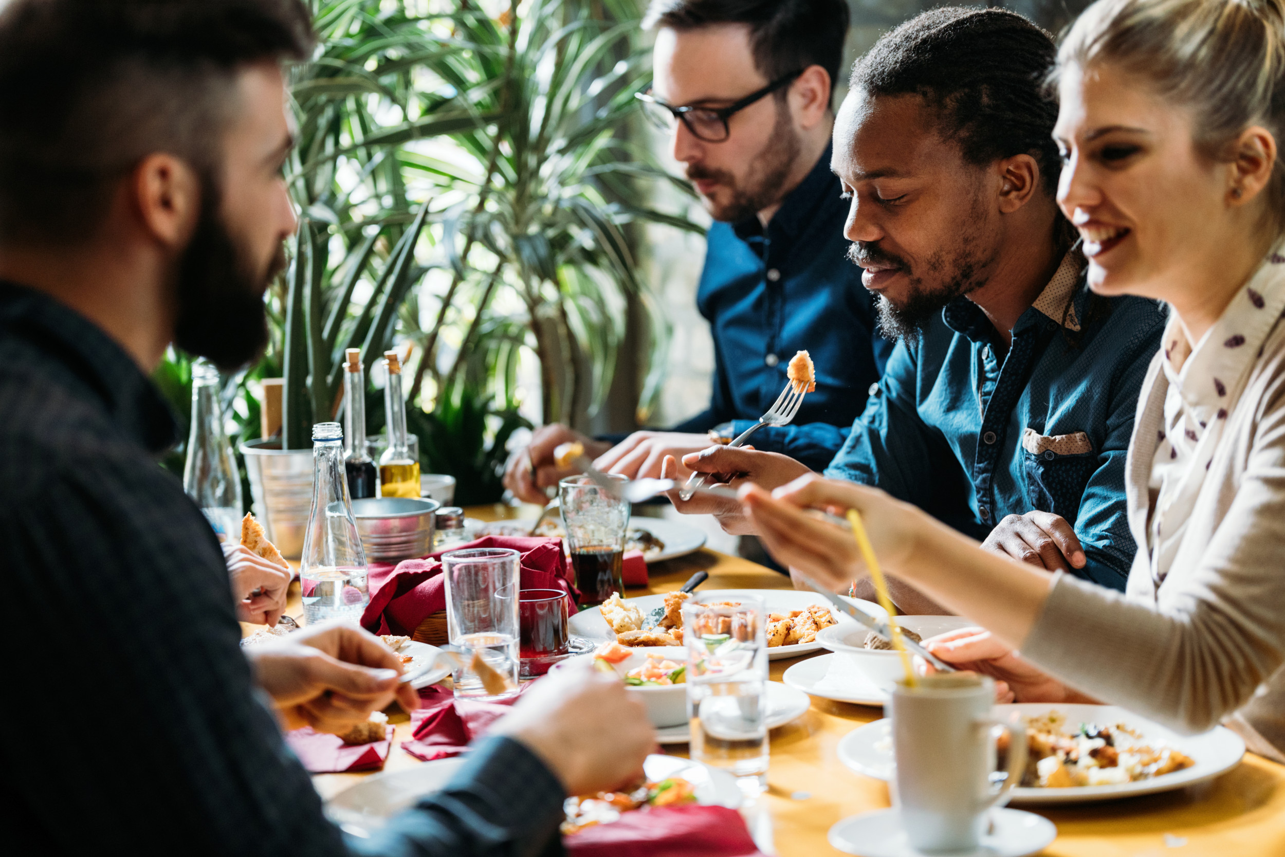 people eating at a restaurant