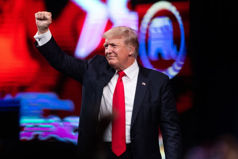 Donald Trump Pumps His Fist at CPAC