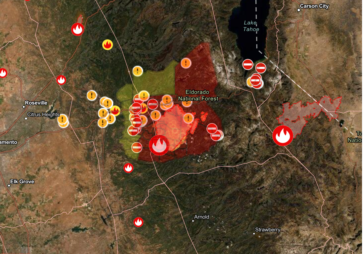 caldor fire evac map