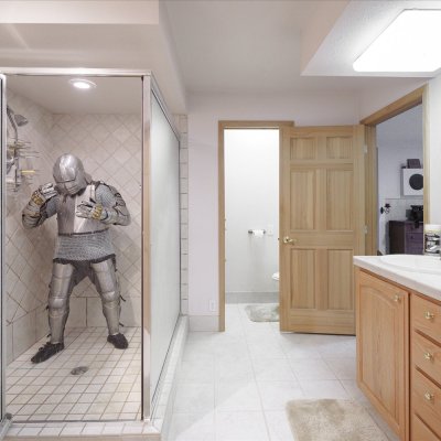 Knight giving a house tour in Washington. 