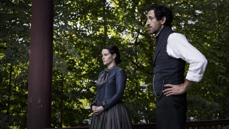 Emily Hampshire and Adrien Brody