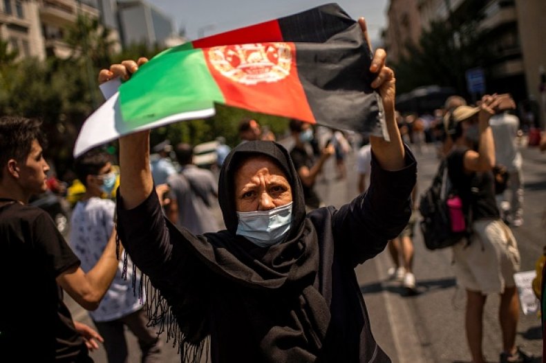 Greece Afghan Woman Taliban Takeover Protest