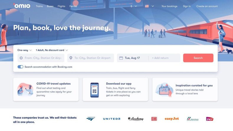 Omio travel website