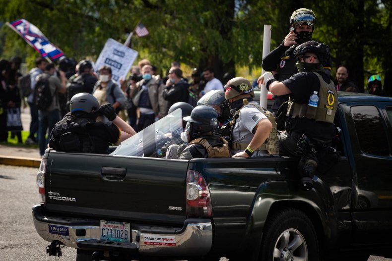 Proud Boys Antifa Portland skirmish tear gas