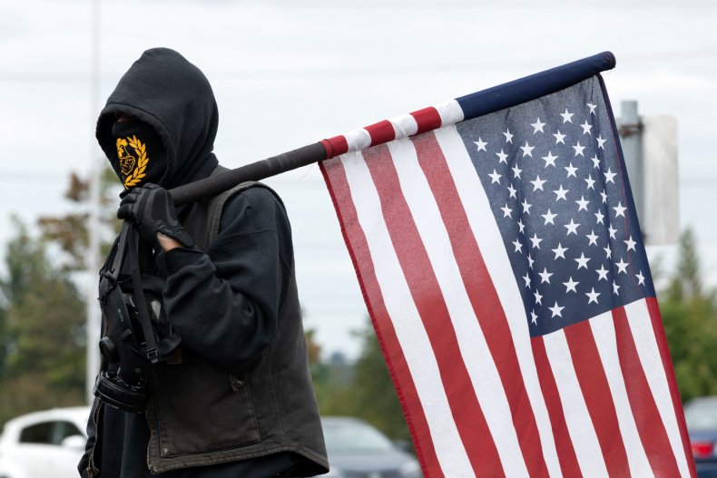 A Proud Boys member in Portland.