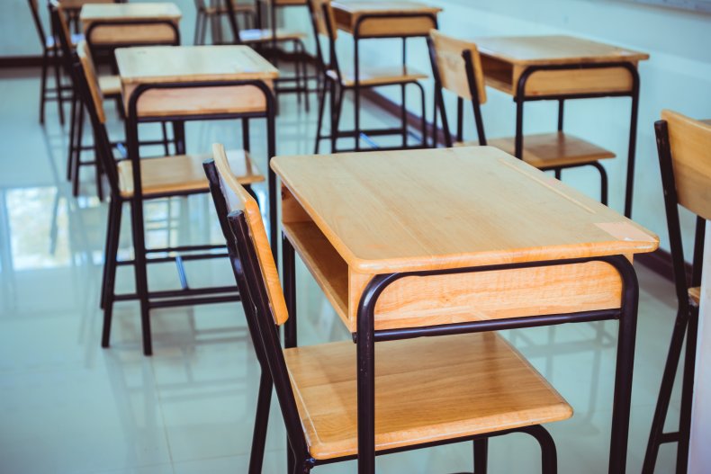 Stock photo of school desks