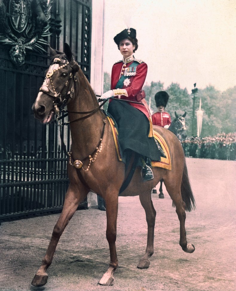 The then-Princess Elizabeth on horseback.