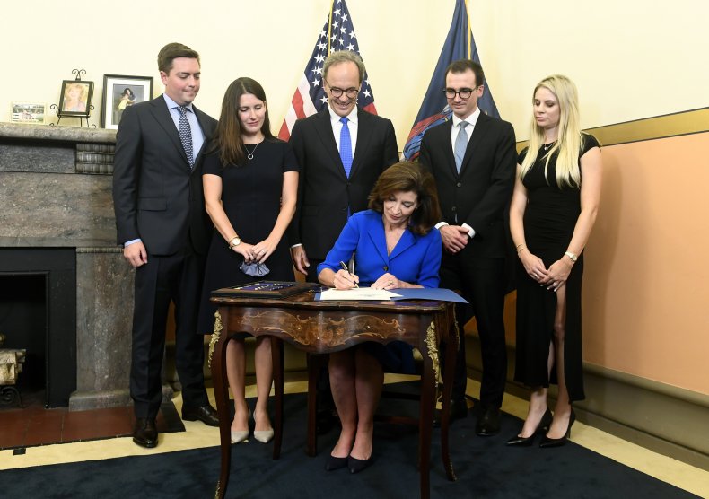 Hochul Signs Documents at Ceremony