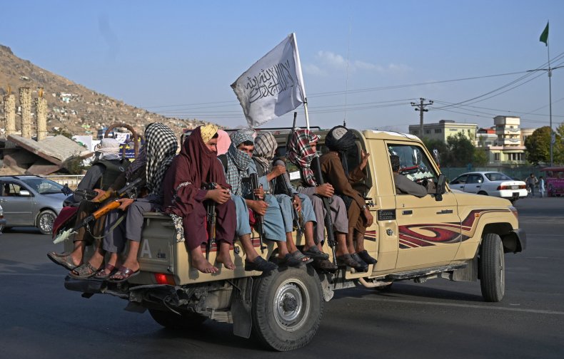 Taliban, fighters, flag, truck, Kabul, Afghanistan
