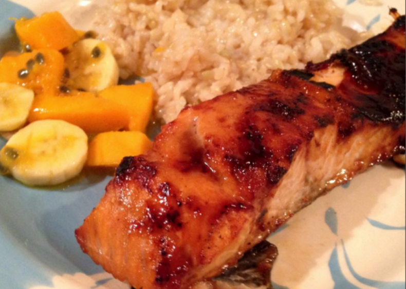 Salmon with brown sugar glaze