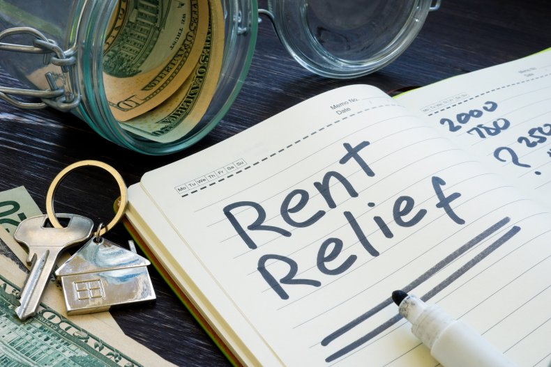 A stock photo of rent relief sign