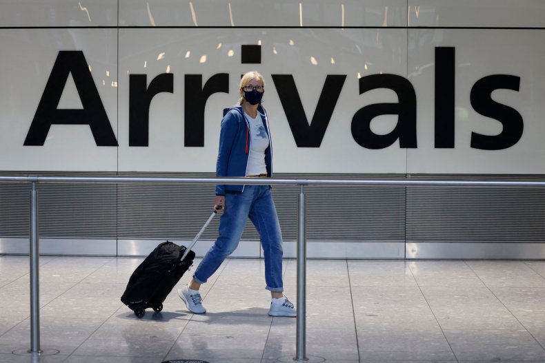 Woman arrives at airport