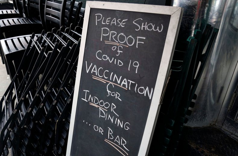 COVID-19 Vaccination Proof Restaurant Sign