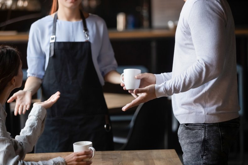 waitress with upset customers