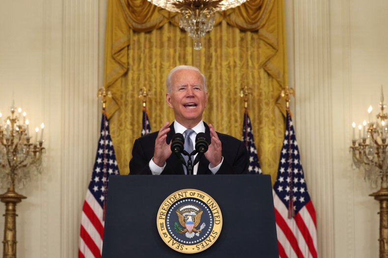 U.S. President Joe Biden gestures as he