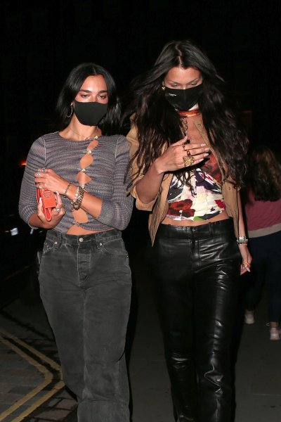 Dua Lipa and Bella Hadid leave restaurant Dua Lipa and Bella Hadid leave restaurant