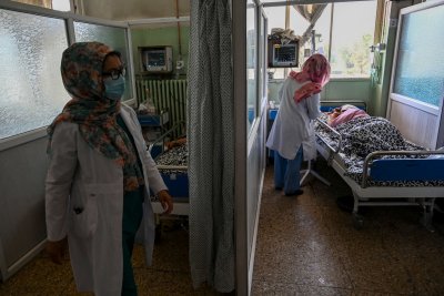 Nurses treat patients at hospital in Kabul